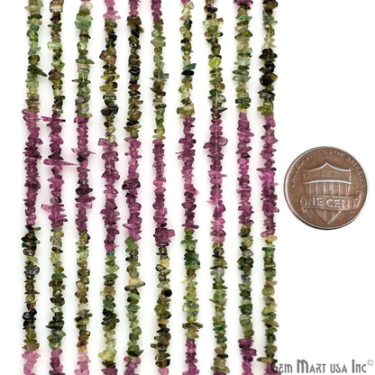 Multi Tourmaline Chip Beads, 34 Inch, Natural Chip Strands, Drilled Strung Nugget Beads, 3-7mm, Polished, GemMartUSA (CHMT-70001)