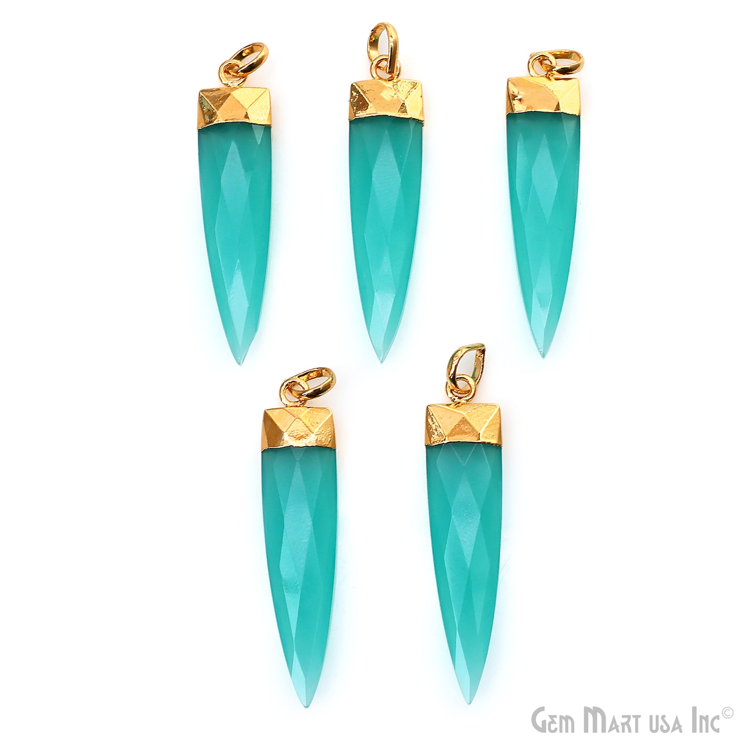 Gemstone 47x10mm Triangle Shape Gold Plated Single Bail Pendant Connector