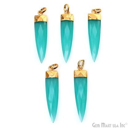 Gemstone 47x10mm Triangle Shape Gold Plated Single Bail Pendant Connector