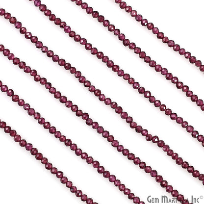 Rhodolite Rondelle Beads, 12-13 Inch Gemstone Strands, Drilled Strung Nugget Beads, Faceted Round, 2-2.5mm