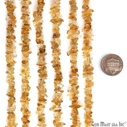 Citrine Chip Beads, 34 Inch, Natural Chip Strands, Drilled Strung Nugget Beads, 3-7mm, Polished, GemmartUSA (CHCI-70001)