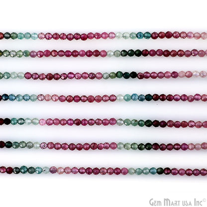 Multi Tourmaline Rondelle Beads, 12-13 Inch Gemstone Strands, Drilled Strung Nugget Beads, Faceted Round, 2-2.5mm