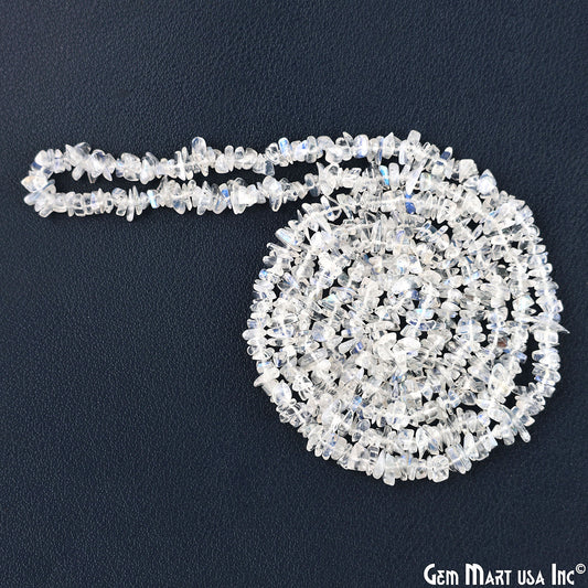 Rainbow Moonstone Chip Beads, 34 Inch, Natural Chip Strands, Drilled Strung Nugget Beads, 3-7mm, Polished, GemMartUSA (CHRM-70001)