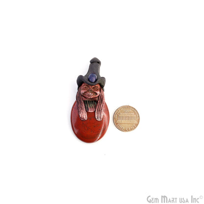 Pixie Red Jasper Crystal Clay Pendant, Elfin Clay Pendant Necklace, Master Merlin Healing Pendant