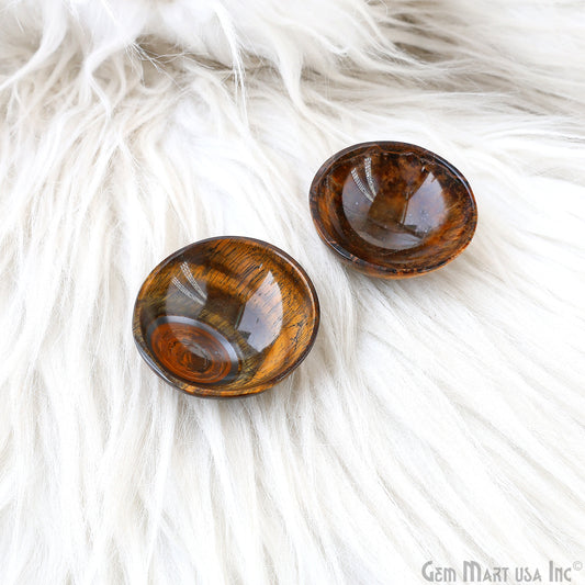 Natural Tiger Eye Mini Carved Gemstone Bowl Cup 2 inch