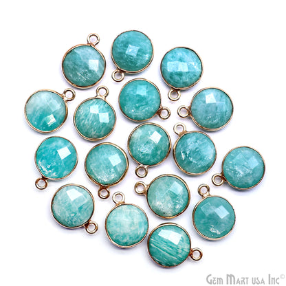 Round 10mm Single Bail Gold Plated Gemstone Bezel Connector