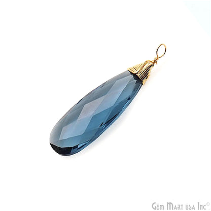 Iolite Pear 37x10mm Gold Wire Wrapped Single Bail Gemstone Connector