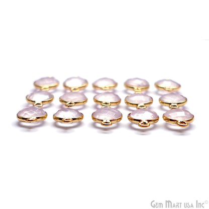 Round 8mm Double Bail Gold Plated Gemstone Bezel Connector