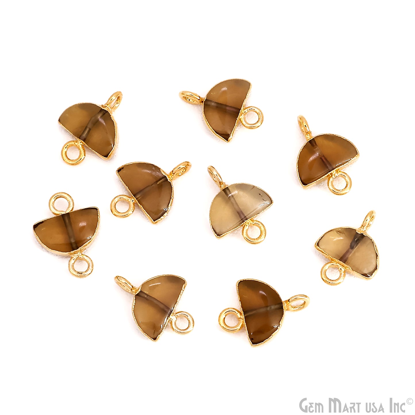 Half Moon 14x11mm Gold Electroplated Double Bail Connector Charm