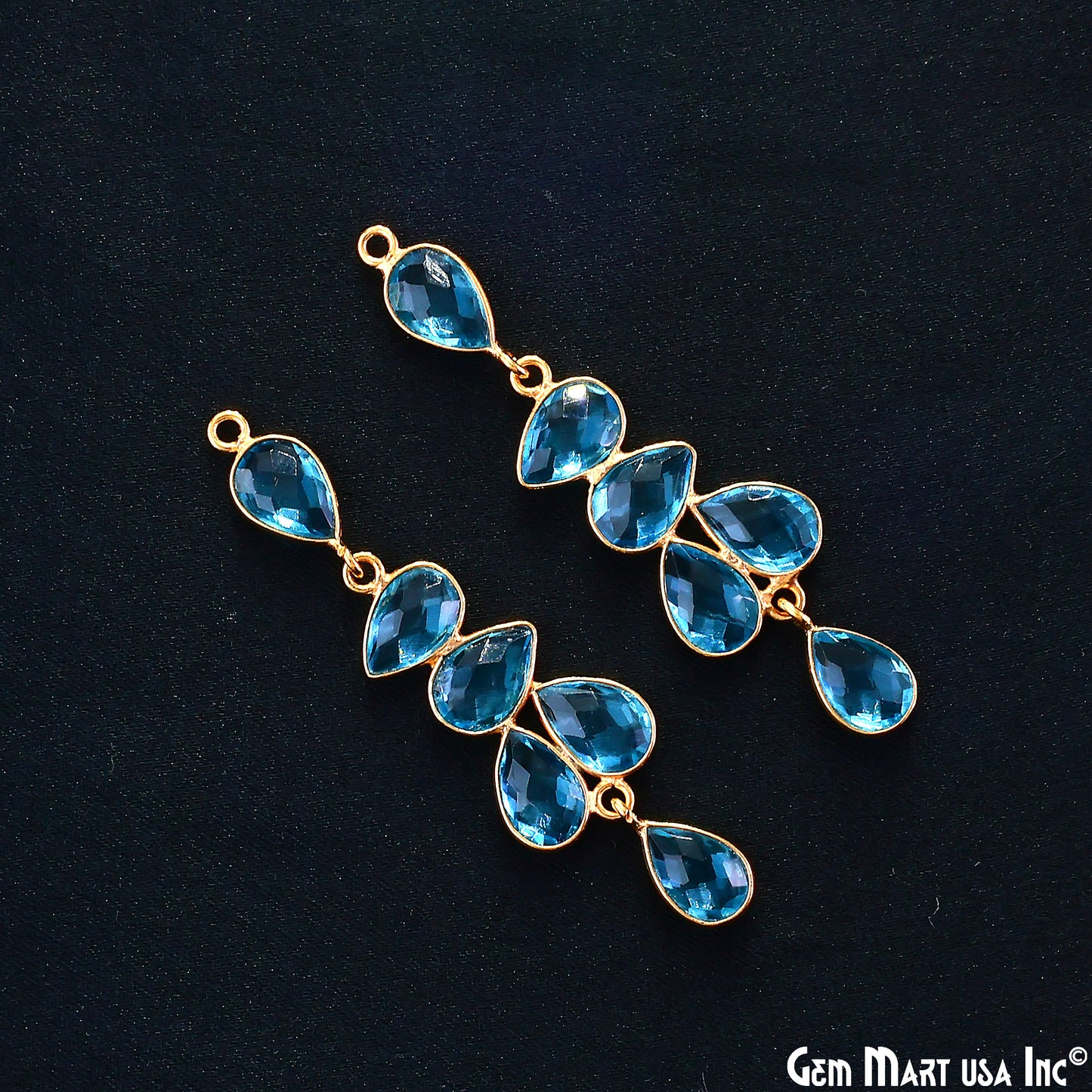 Swiss Blue Topaz 54x14mm Single Bail Chandelier Finding Component