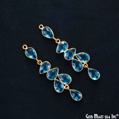 Swiss Blue Topaz 54x14mm Single Bail Chandelier Finding Component