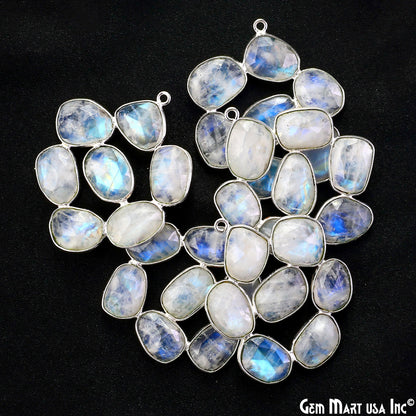 Rainbow Moonstone Silver Plated 37mm Dangle Finding Component