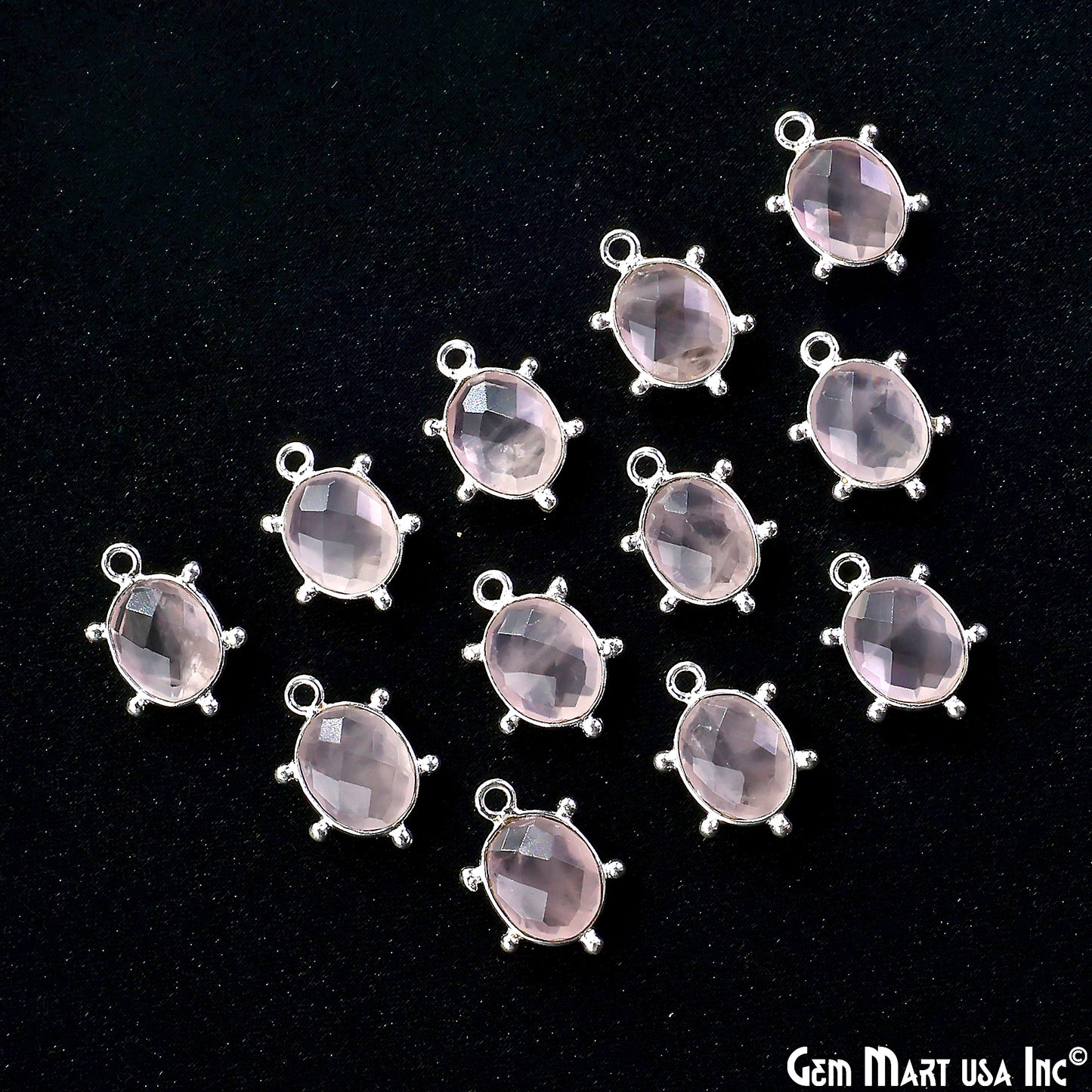 Oval 15x11mm Design Bezel Silver Plated Single Bail Gemstone Connector
