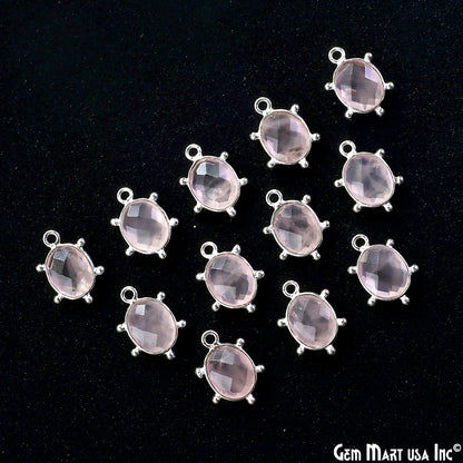 Oval 15x11mm Design Bezel Silver Plated Single Bail Gemstone Connector
