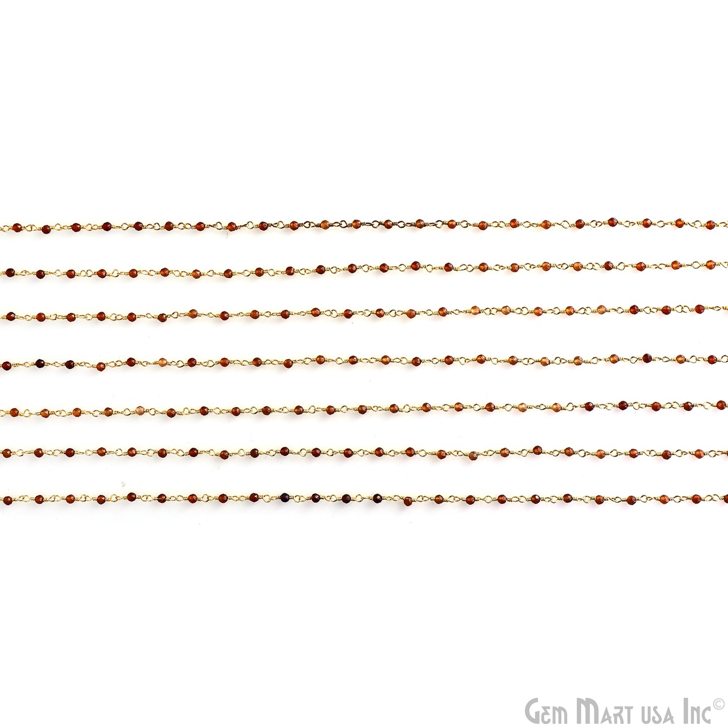 Citrine 2-2.5mm Tiny Beads Gold Wire Wrapped Rosary Chain