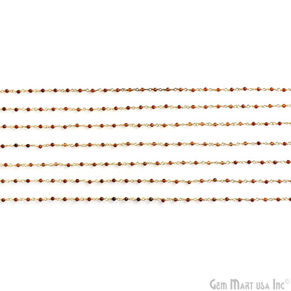 Citrine 2-2.5mm Tiny Beads Gold Wire Wrapped Rosary Chain