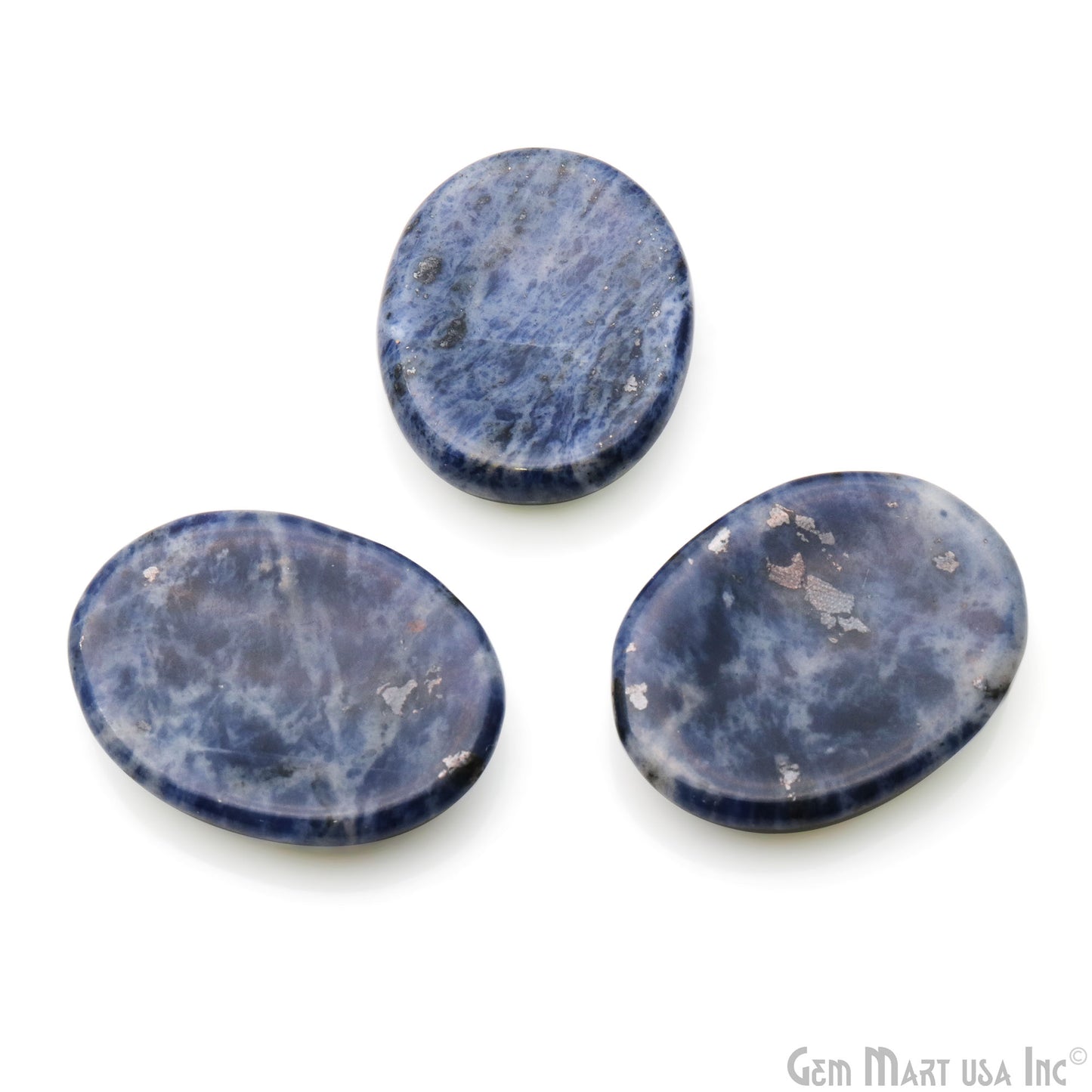 Sodalite Oval Worry Stone - Natural Hand-Carved Thumb Gemstone