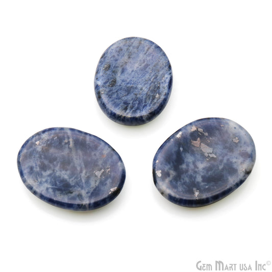 Sodalite Oval Worry Stone - Natural Hand-Carved Thumb Gemstone