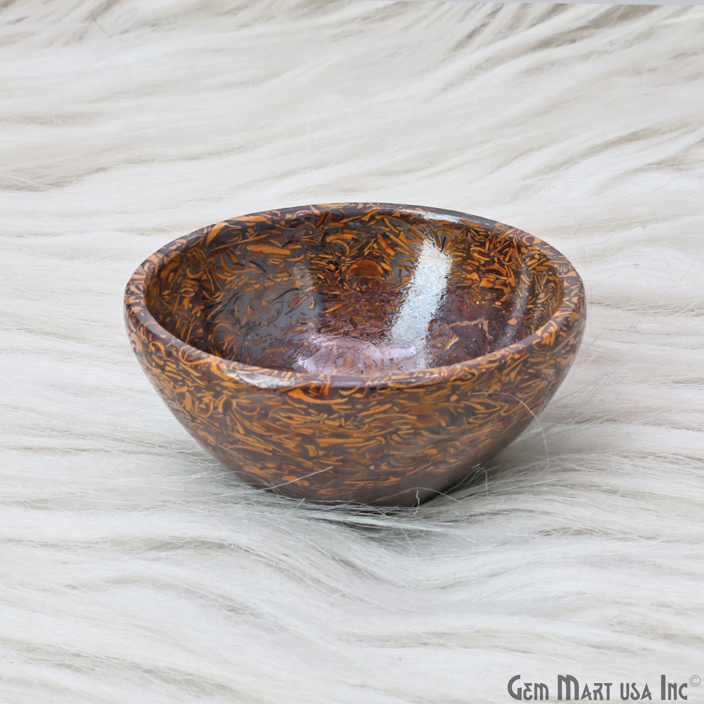 Natural Calligraphy Mini Carved Gemstone Bowl Cup 2 inch