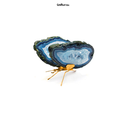 Blue Agate Slice Butterfly, Home Decor, Boho Decor, Agate Slice, Butterfly Wings, Agate Geode, Gemstone Butterfly