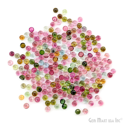 Multi Tourmaline Wholesale Gemstones, 100% Natural Semi-Precious Gems, Multi Color Cabochons Loose Gems, 4mm, Round, 5 Carats