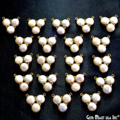 Freshwater Pearl 22x20mm Bezel Double Bail Connector