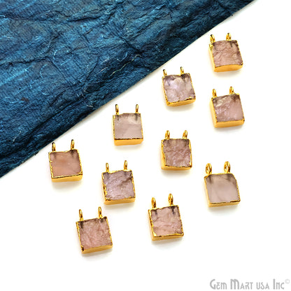 Gemstone Square 14x10mm Cat Bail Gold Electroplated Connectors