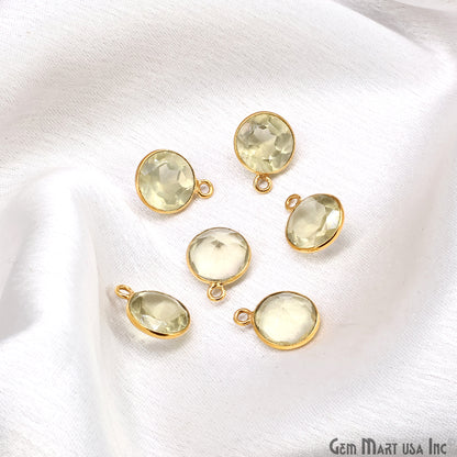 Round 10mm Brilliant Cut Gold Plated Bezel Single Bail Gemstone Connector