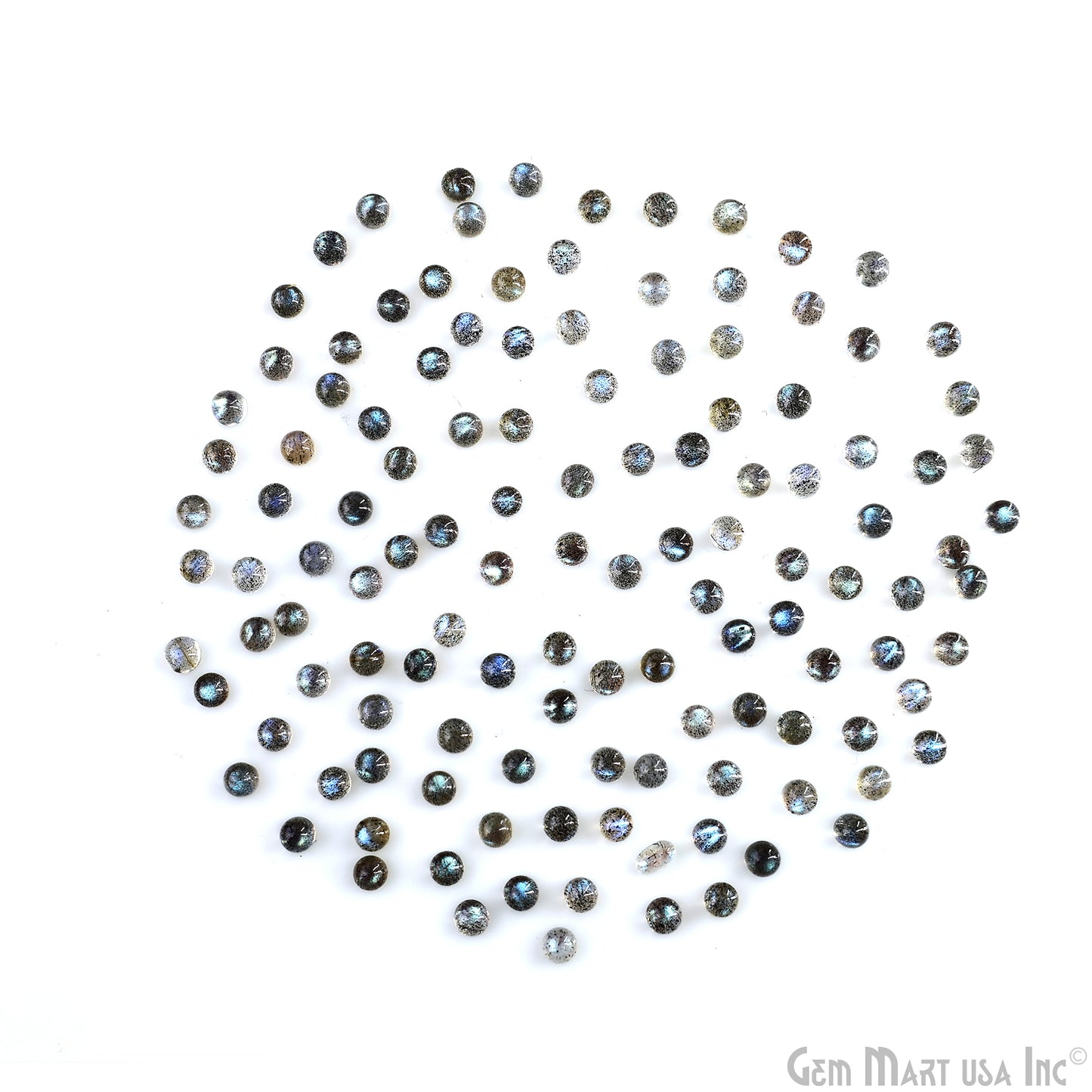 Labradorite Wholesale Gemstones, 100% Natural Semi-Precious Gems, Grey Cabochons Loose Gems, 4mm, Round, 5 Carats