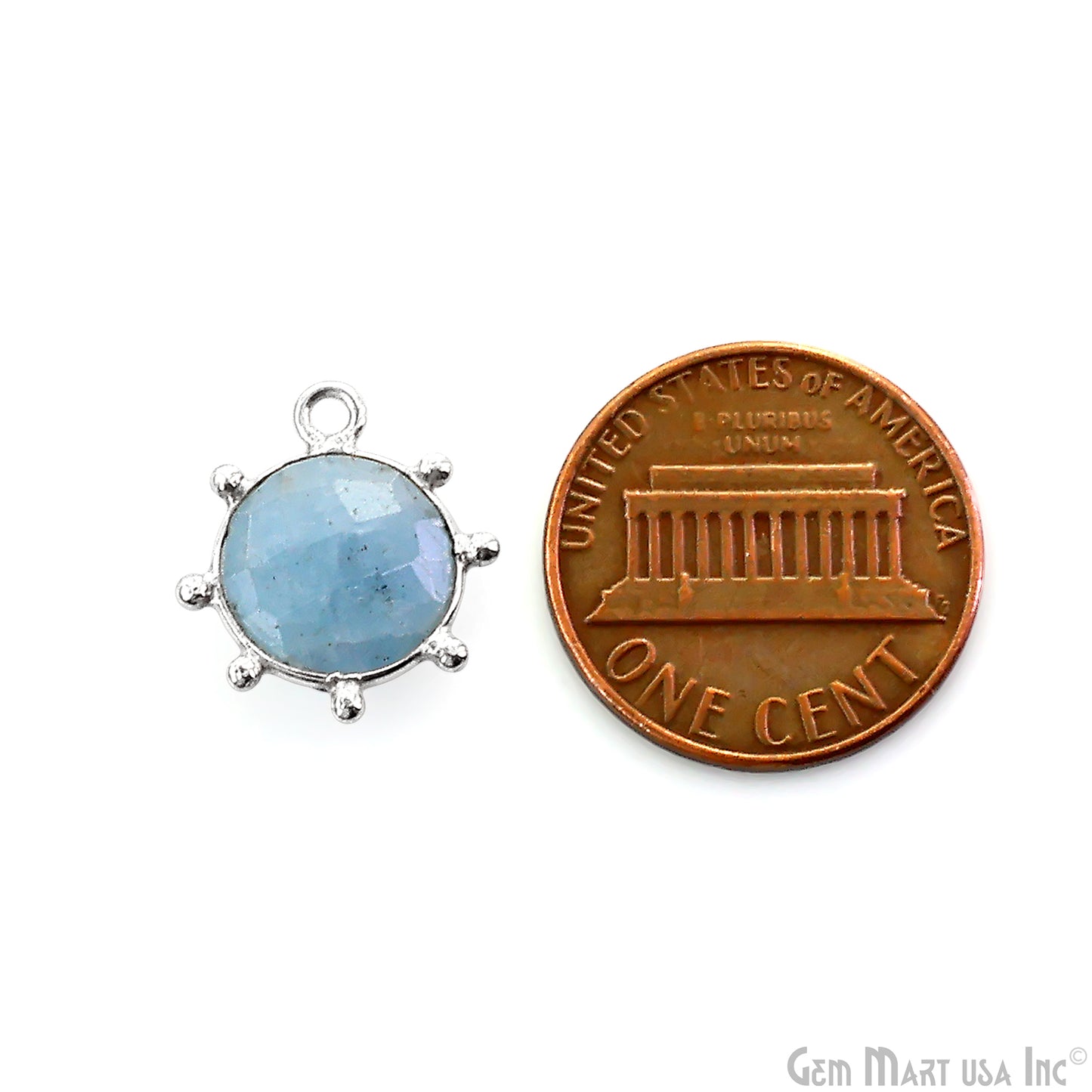 Round 15x13mm Design Bezel Silver Plated Single Bail Gemstone Connector