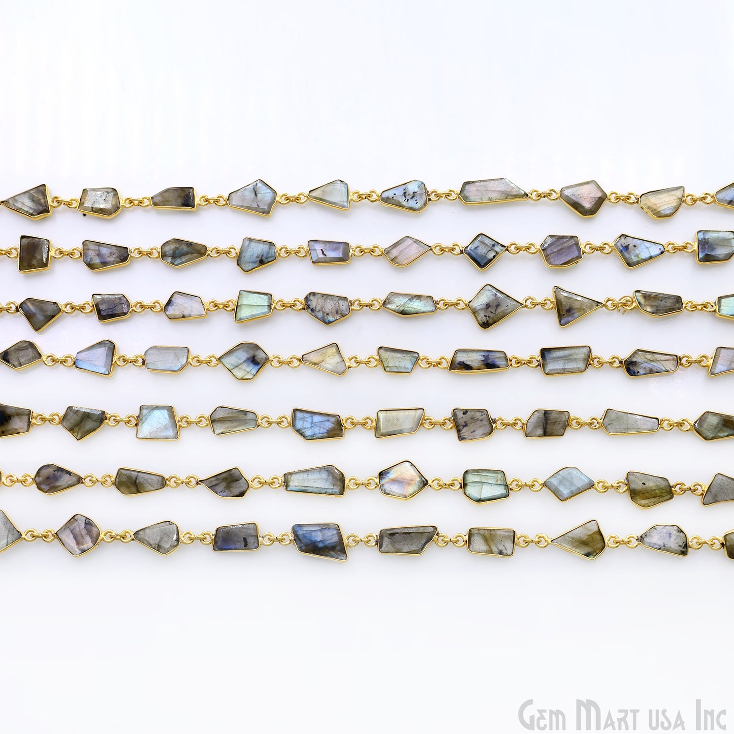 Labradorite 10mm Faceted Free Form Gold Plated Bezel Connector Link Chain