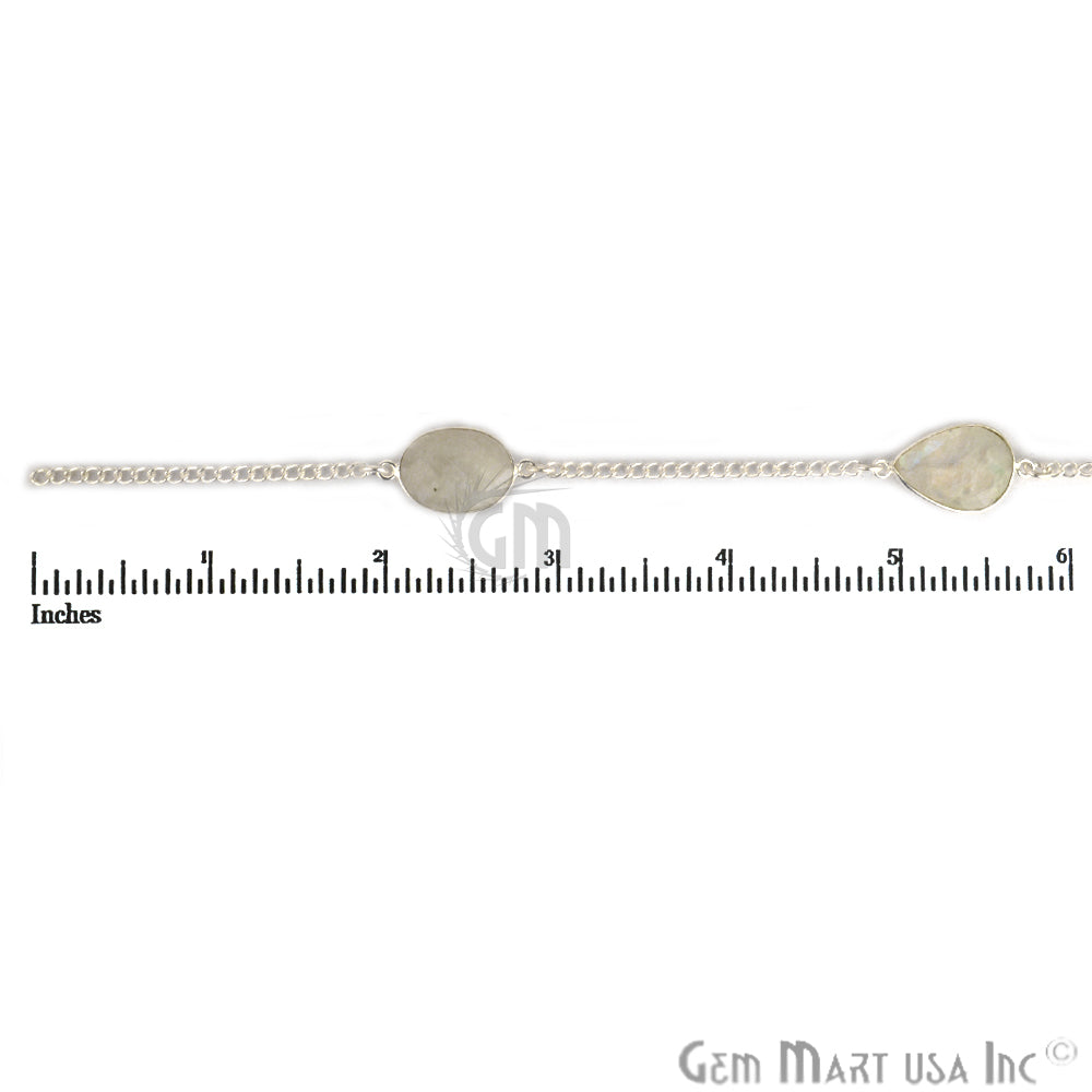 Rainbow 15mm up Silver Plated Mix Shape Bezel Link Connector Chain