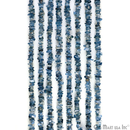 Kyanite Chip Beads, 34 Inch, Natural Chip Strands, Drilled Strung Nugget Beads, 3-7mm, Polished, GemMartUSA (CHKY-70001)