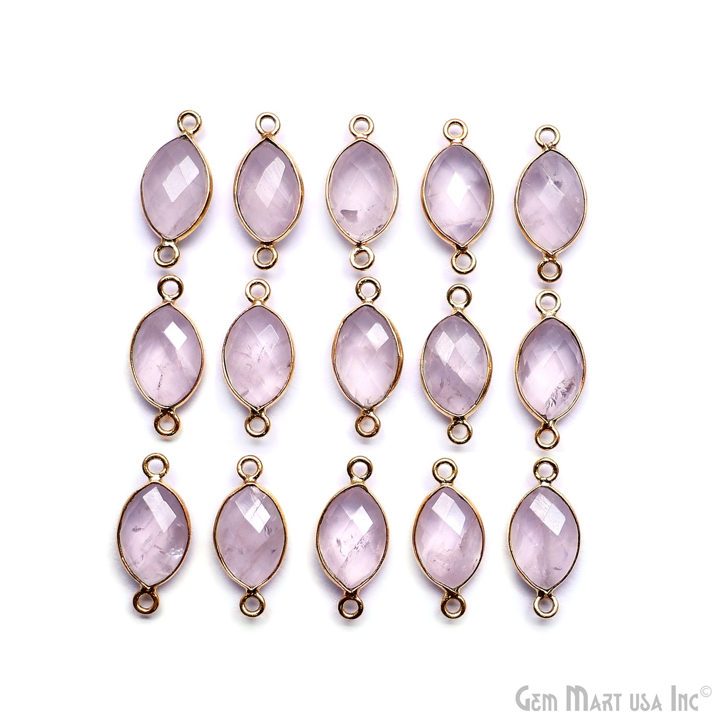 Gemstone Marquise 8x12mm Double Bail Gold Bezel Connector