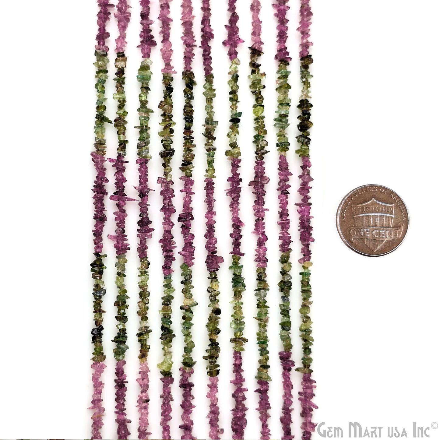 Multi Tourmaline Chip Beads, 34 Inch, Natural Chip Strands, Drilled Strung Nugget Beads, 3-7mm, Polished, GemMartUSA (CHMT-70001)