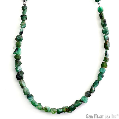 Emerald Rough Beads, 8 Inch Gemstone Strands, Drilled Strung Briolette Beads, Free Form, 7x5mm