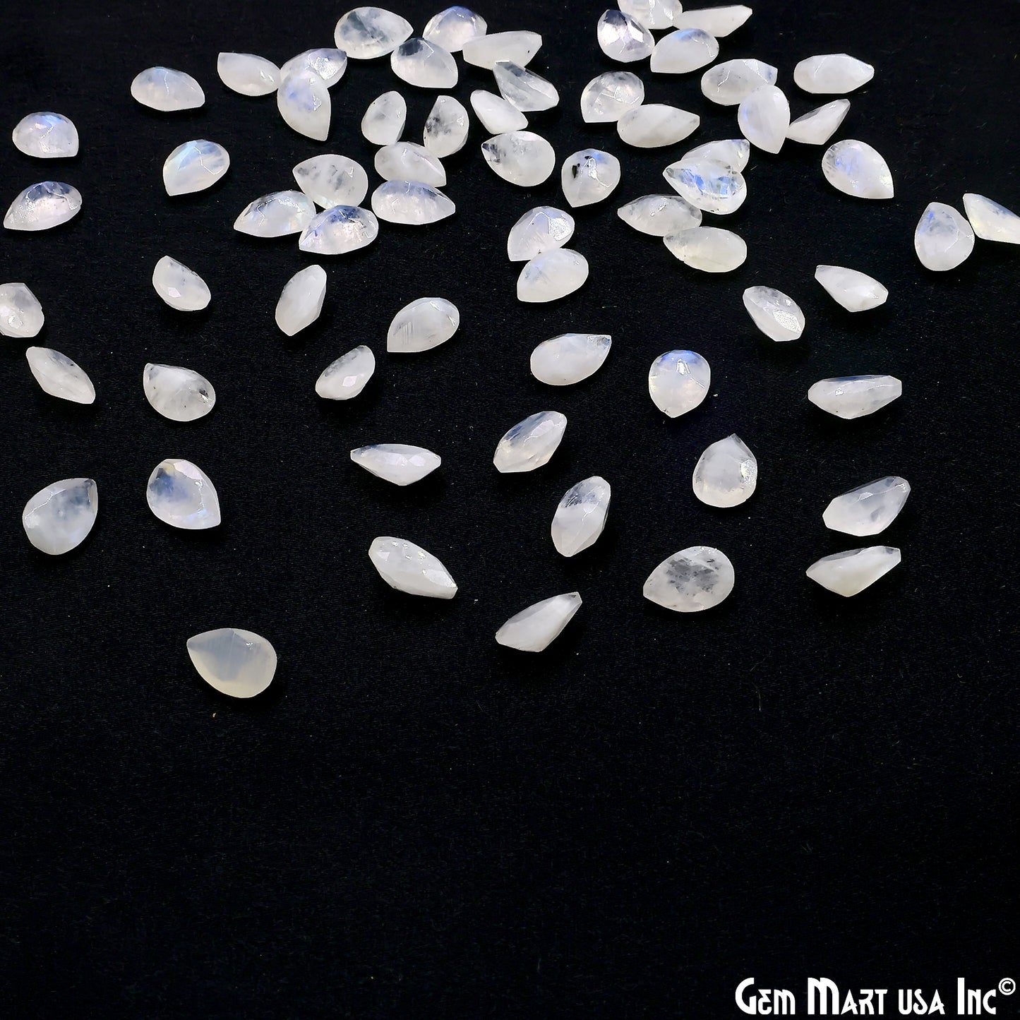 Rainbow Moonstone Wholesale Gemstones, 100% Natural Semi-Precious Gems, Rainbow Cabochons Loose Gems, 6x9mm, Pears, 10PC