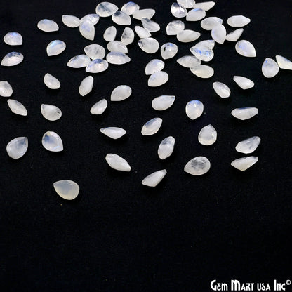 Rainbow Moonstone Wholesale Gemstones, 100% Natural Semi-Precious Gems, Rainbow Cabochons Loose Gems, 6x9mm, Pears, 10PC