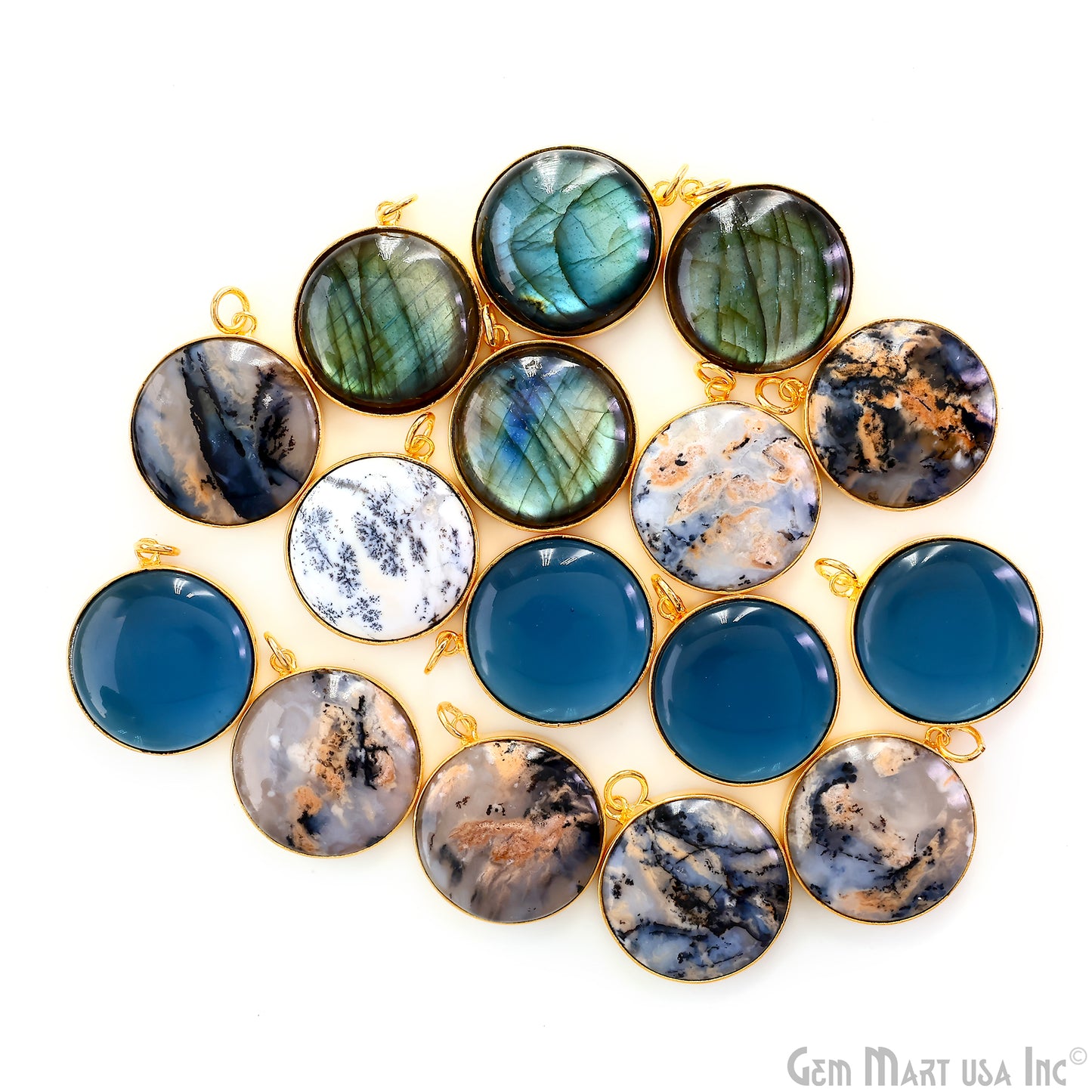 Round 30x26mm Cabochon Gold Plated Single Bail Gemstone Connector