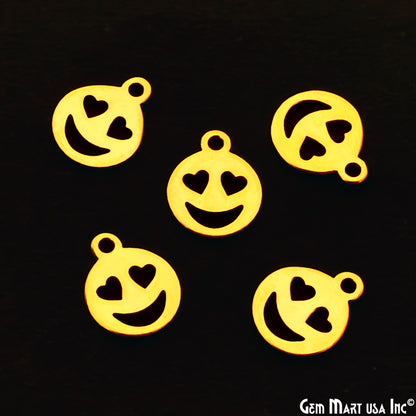 Emoji Shape Laser Finding Gold Plated 14.8x12mm Charm For Bracelets & Pendants