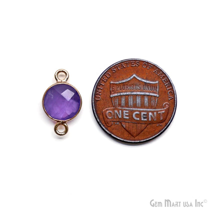 Round 8mm Double Bail Gold Plated Gemstone Bezel Connector