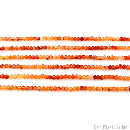 Carnelian Faceted Drilled Beads 5-7mm Waist Beads, Rondelle Bead Strand 13 Inch