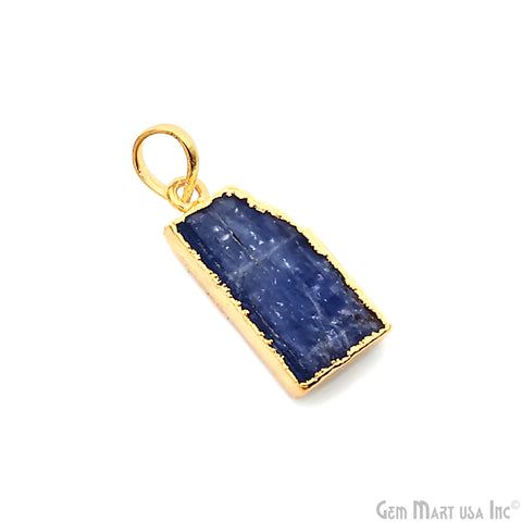 Kyanite Free Form 24x12mm Gold Electroplated Gemstone Single Bail Pendant