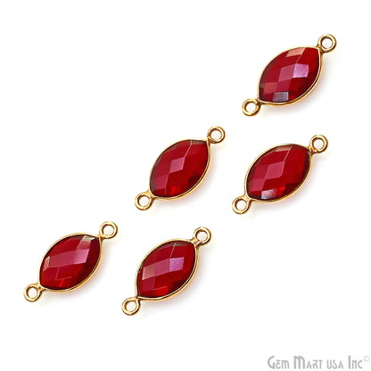 Garnet Marquise 8x12mm Double Bail Gold Bezel Connector