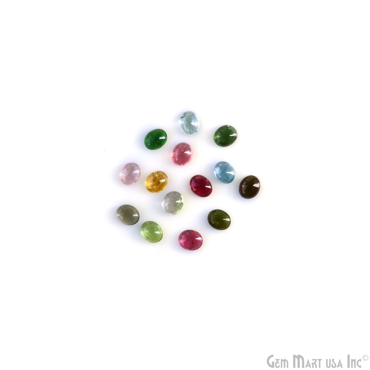 Multi Tourmaline Wholesale Gemstones, 100% Natural Semi-Precious Gems, Multi Color Cabochons Loose Gems, 5x6mm, Oval, 5 Carats