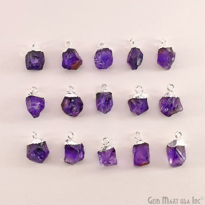 Rough Amethyst Freeform Silver Electroplated Single Bail Gemstone Connector