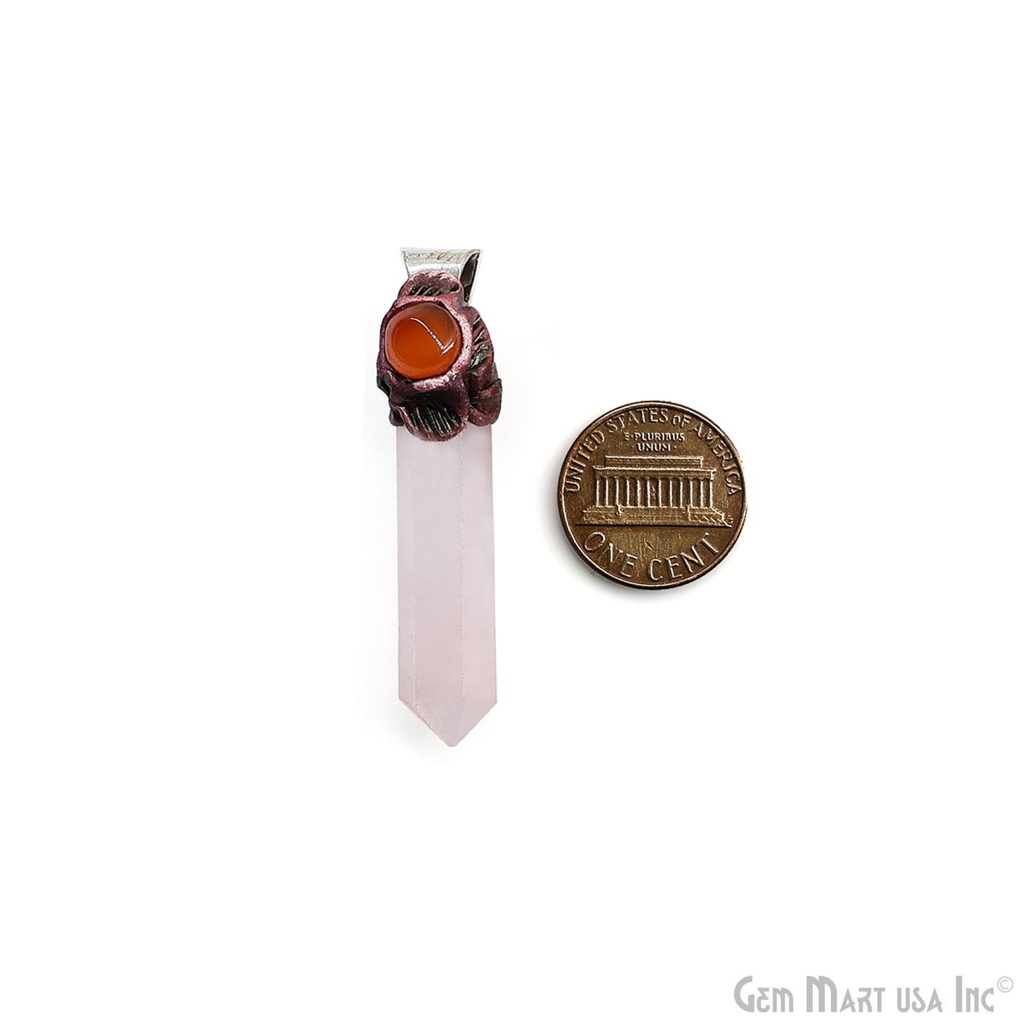 Rose Quartz with Yellow Aventurine Polymer Clay Crystal Pendant, Silver Dowsing Single Bail Pendant