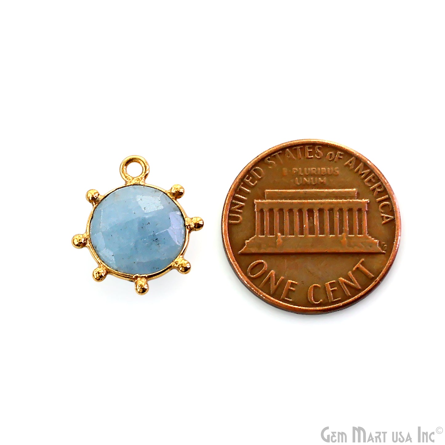 Round 15x13mm Design Bezel Gold Plated Single Bail Gemstone Connector