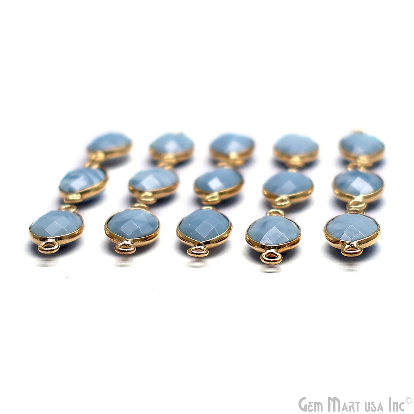 Gemstone Marquise 8x12mm Double Bail Gold Bezel Connector