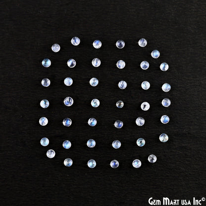 Rainbow Moonstone Wholesale Gemstones, 100% Natural Semi-Precious Gems, Rainbow Cabochons Loose Gems, 3mm, Round, 5 Carats